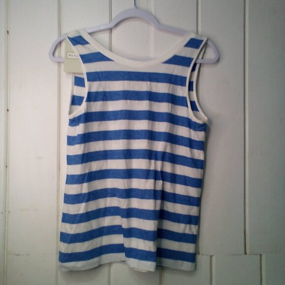 Merona Key Hole Tank S Sleeveless Soft Stretch Nautical Stripe Blue White - Picture 11 of 14